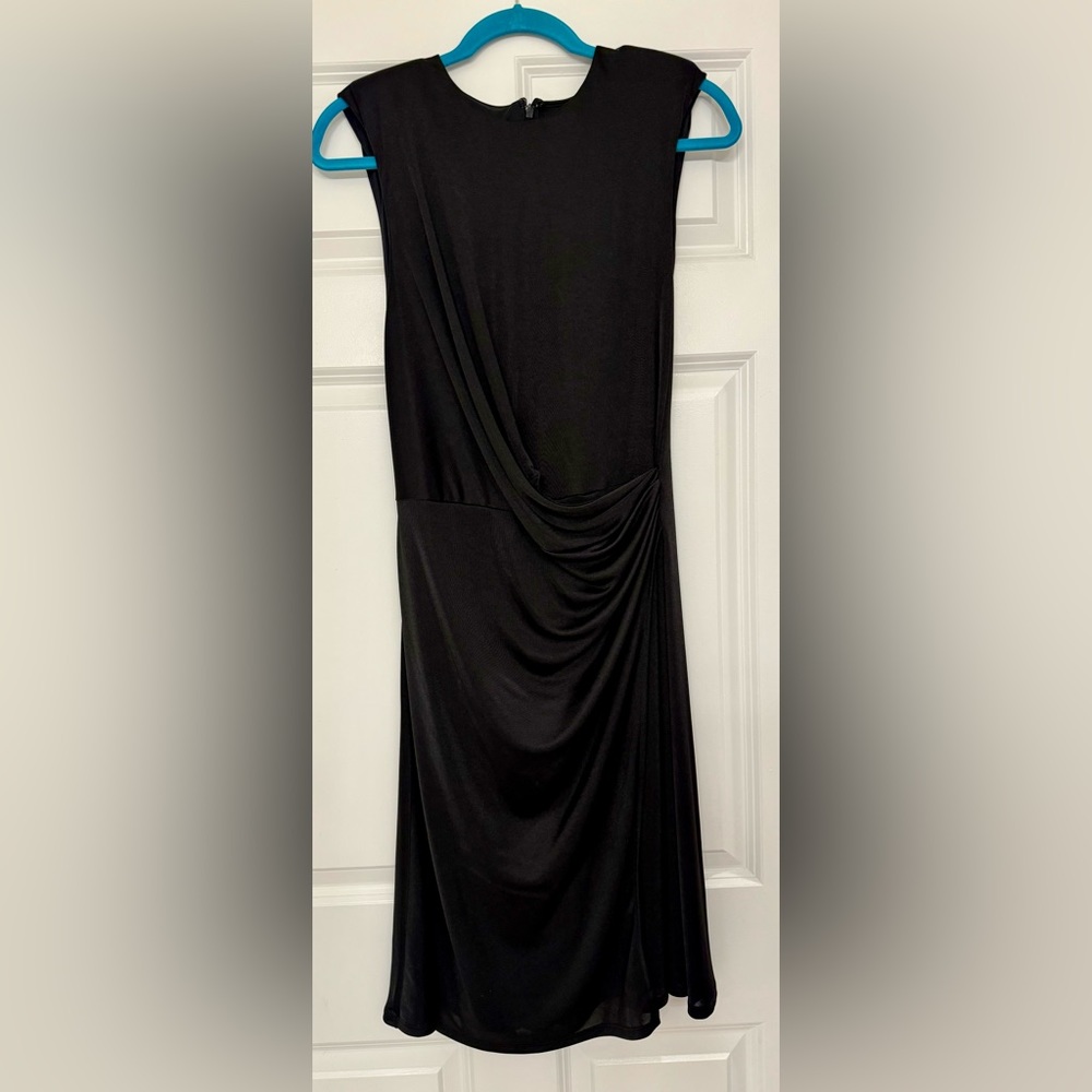 Express Black Shoulder Pads Sleeveless Faux Wrap Rusched Dress - Size M; NWOT
